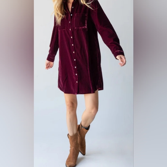 NATURAL LIFE Dresses & Skirts - NATURAL LIFE Burgundy Long Sleeve Dress